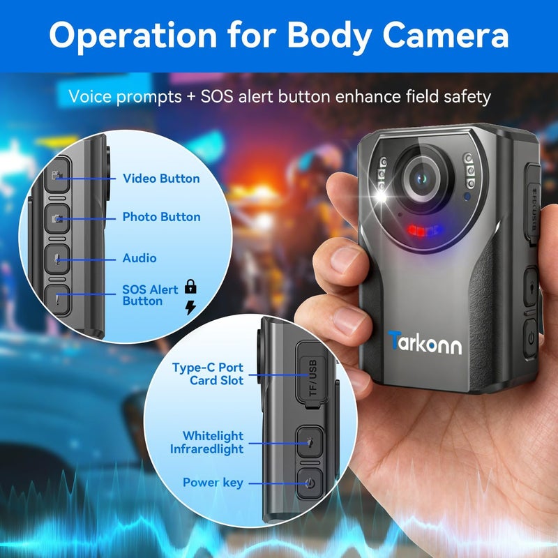 Tarkonn Body Worn Camera, 1080P FHD Body Camera, 4000mah Battery, Night Vision, APP & GPS, 64G Police Body Cam for Law Enforcement - Image 5